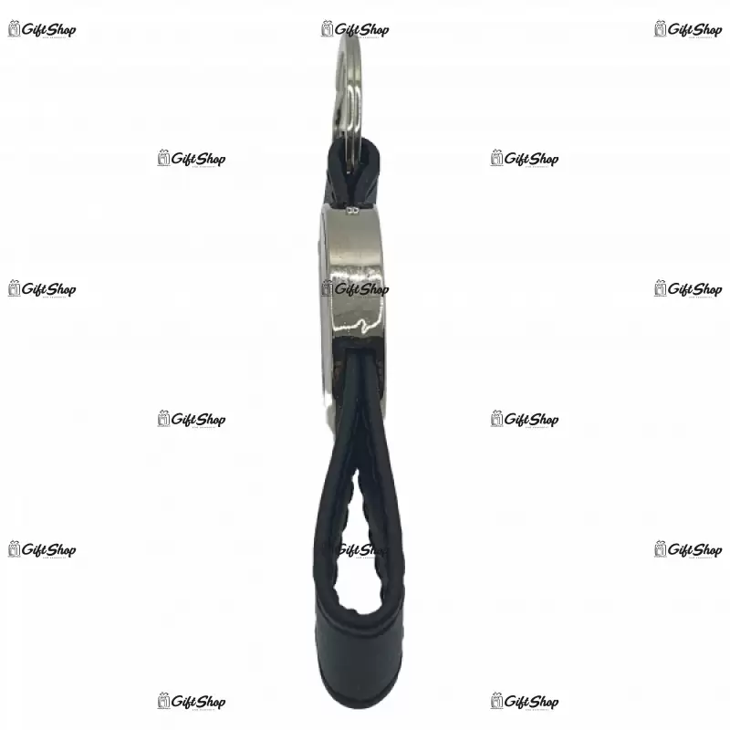 .breloc personalizat, poza/ text din metal cu piele negru, model ya-05 03