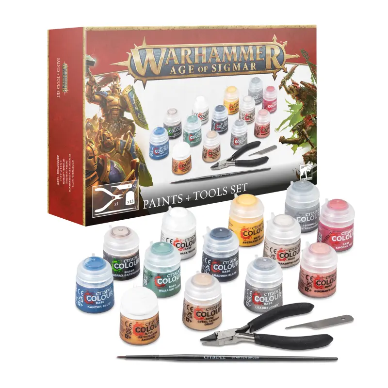 Kit 13 vopsele cu ustensile, warhammer age of sigmar, games workshop, model 80-17 b