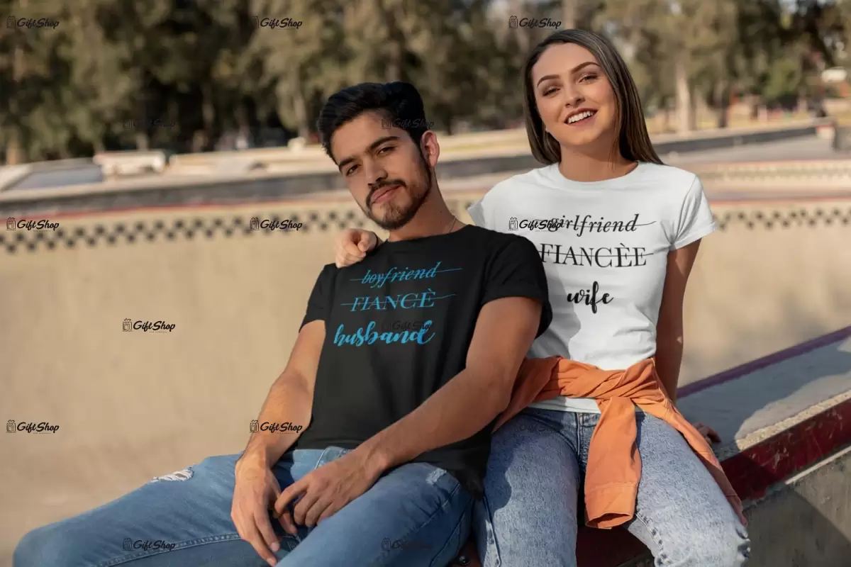 Husband wife, set 2 tricouri cu mesaj