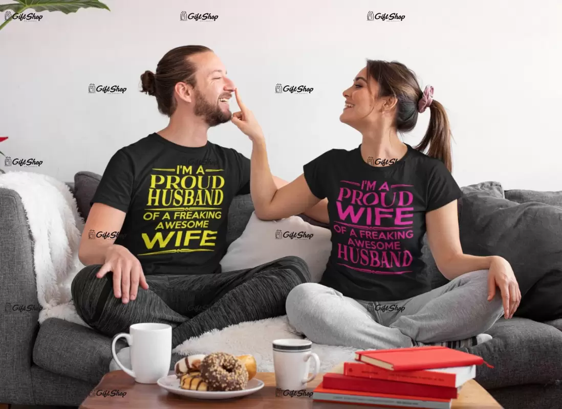 I`m a proud wife & husband, set 2 tricouri cu mesaje