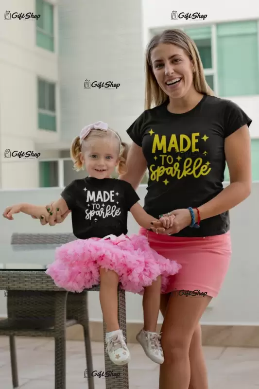 Made to sparkle, set 2 tricouri cu mesaj