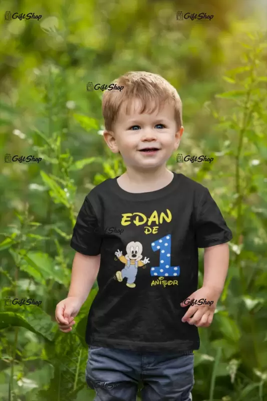 Mickey mouse baby 1 an, ( se adauga anul si numele pentru grafica )tricou cu mesaj