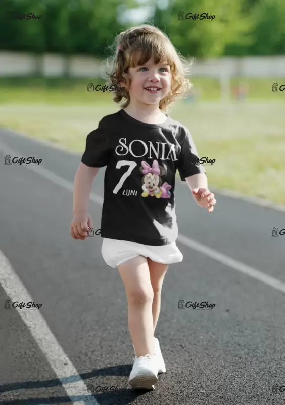 Minnie mouse 7 luni, se poate schimba numele si varsta, tricou cu mesaj