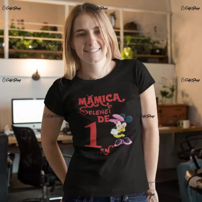Mamica de 1 an minnie mouse, ( se adauga anul si numele pentru grafica ), tricou cu mesaj