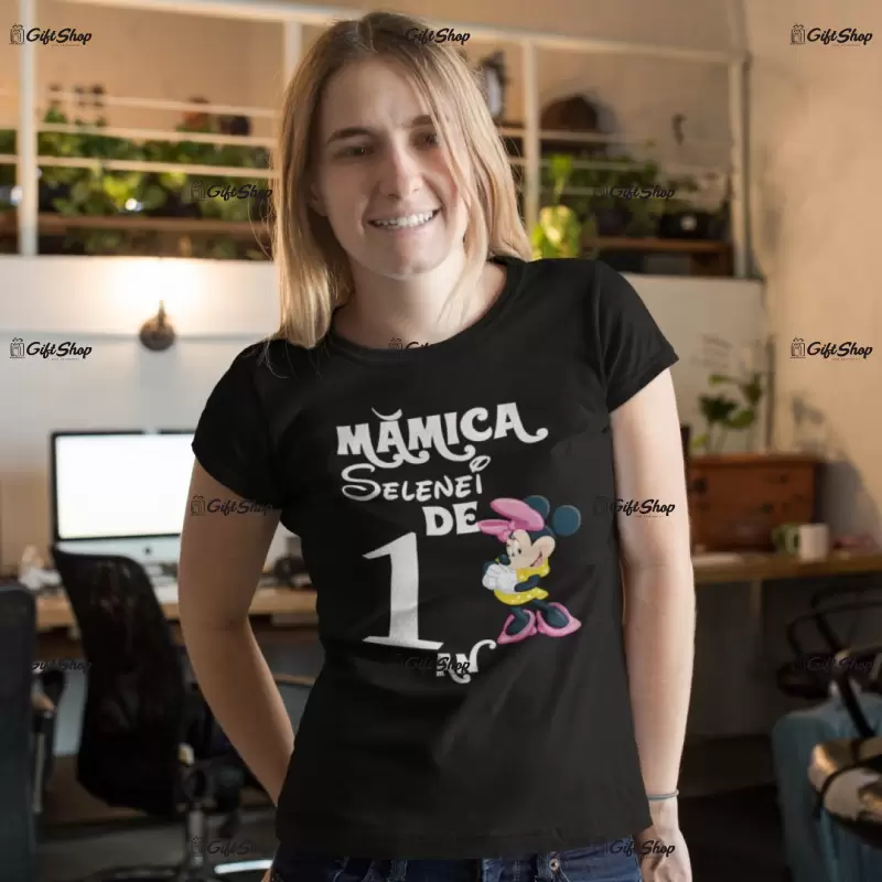 Mamica de 1 an minnie mouse, ( se adauga anul si numele pentru grafica ), tricou cu mesaj