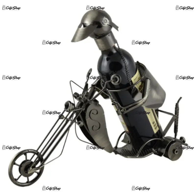 Suport pentru vin realizat din metal – design motocicleta tip chopper