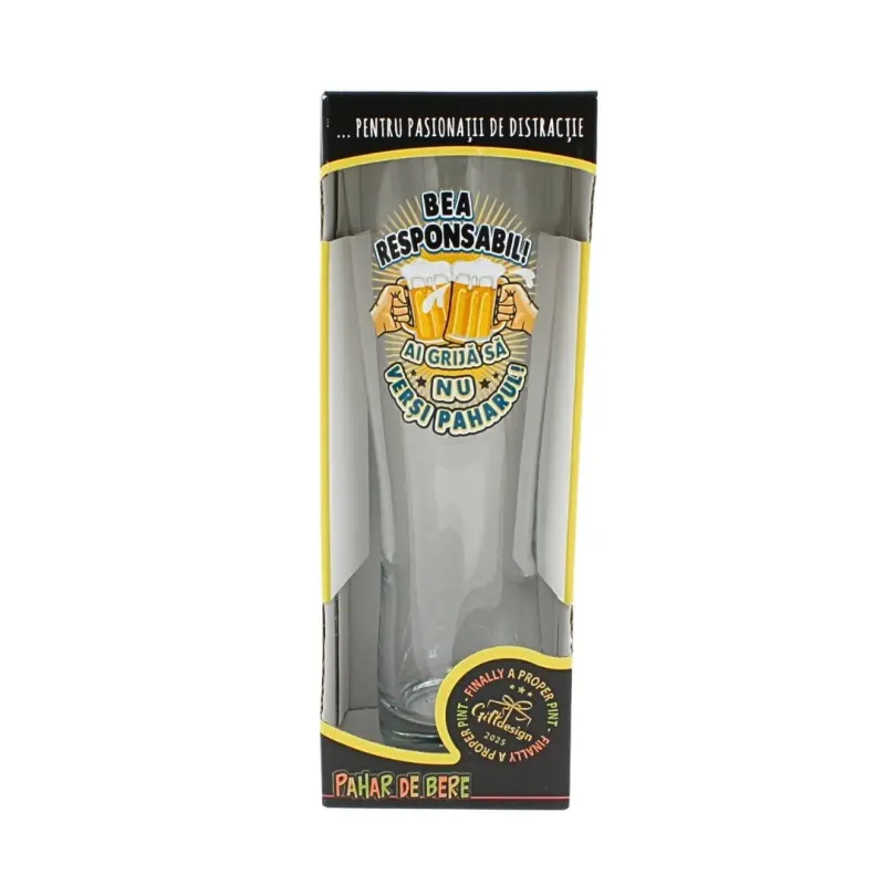Bea responsabil, pahar bere cu mesaj