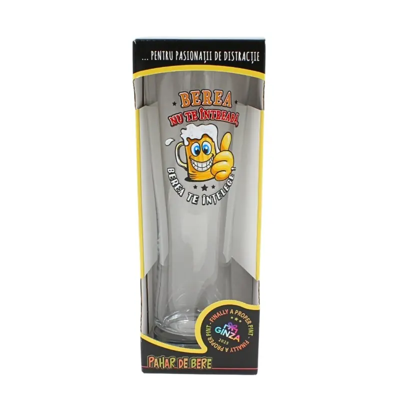 Berea nu te intreaba te intelege, pahar bere cu mesaj