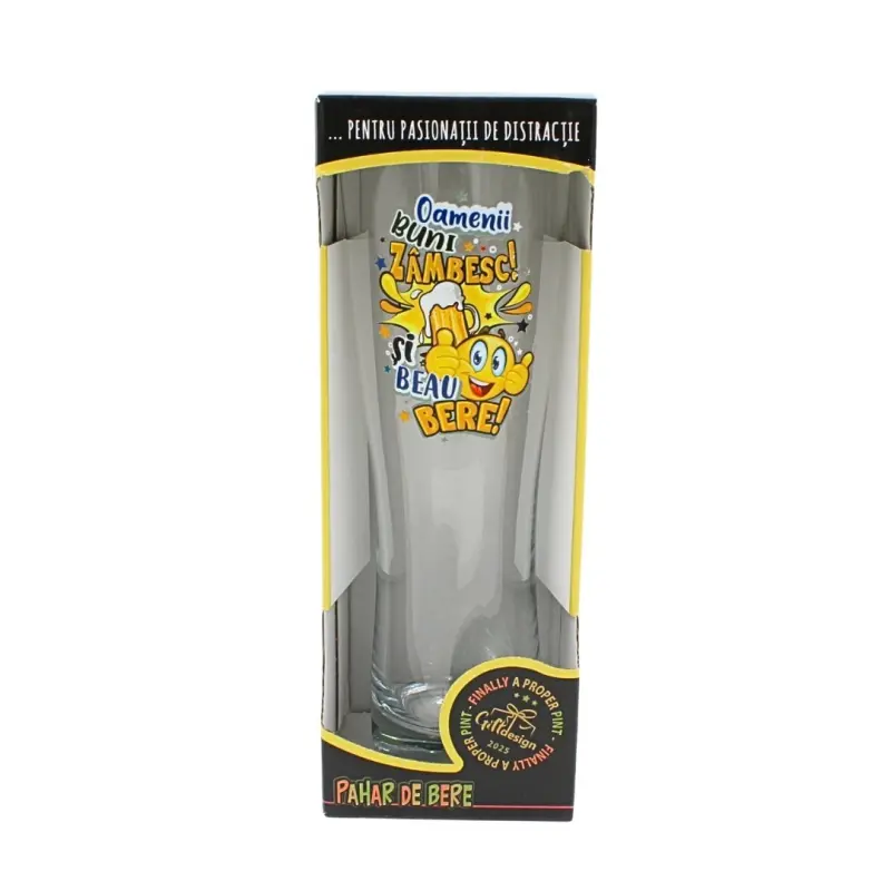 Oameni buni zambesc, pahar bere cu mesaj