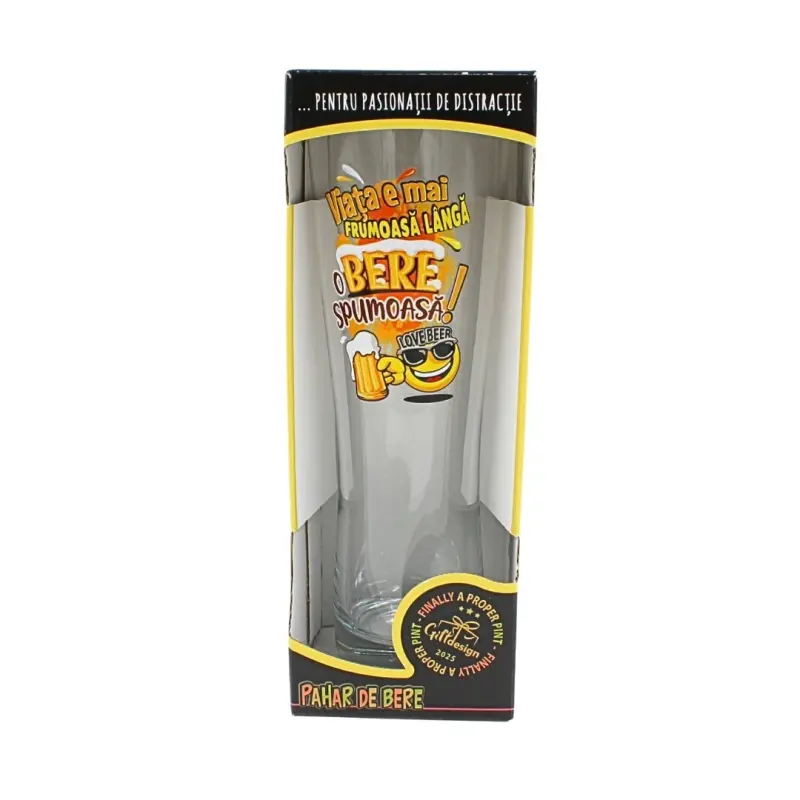 Viata e mai frumoasa langa o bere spumoaas, pahar bere cu mesaja