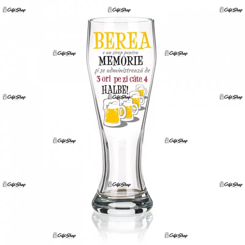 Berea e un sirop pentru memorie, pahar bere cu mesaj