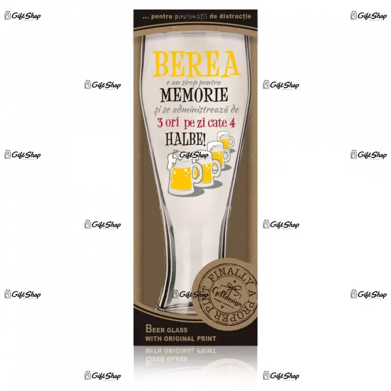 Berea e un sirop pentru memorie, pahar bere cu mesaj