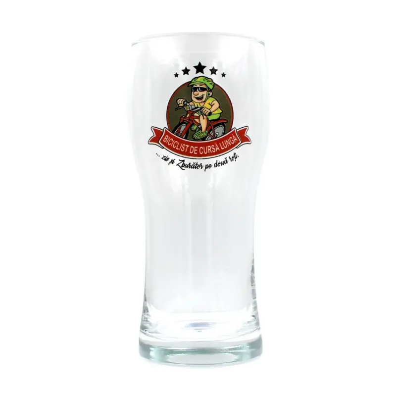 Biciclist de cursa lunga, pahar bere cu mesaj, 400 ml