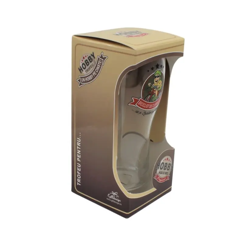 Biciclist de cursa lunga, pahar bere cu mesaj, 400 ml