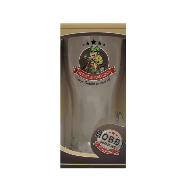 Biciclist de cursa lunga, pahar bere cu mesaj, 400 ml