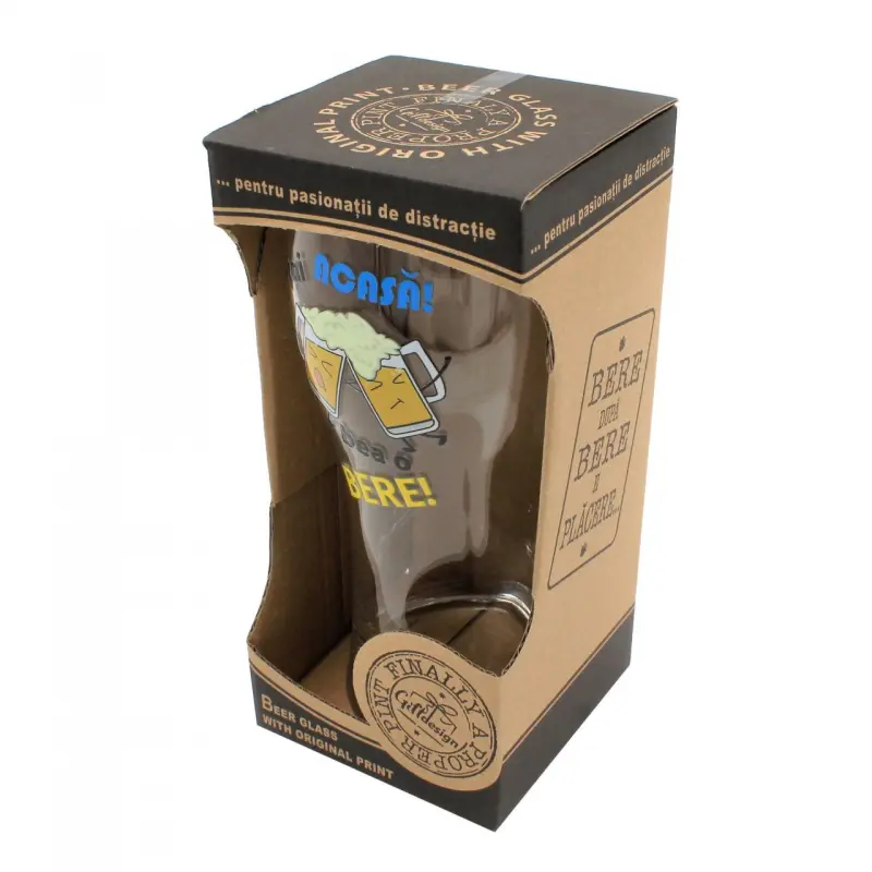 Stai acasa bea o bere, pahar cu mesaj, 400 ml