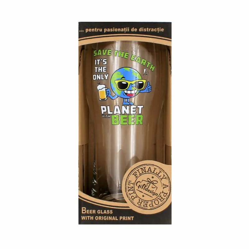 Save the earth, pahar bere cu mesaj, 400 ml