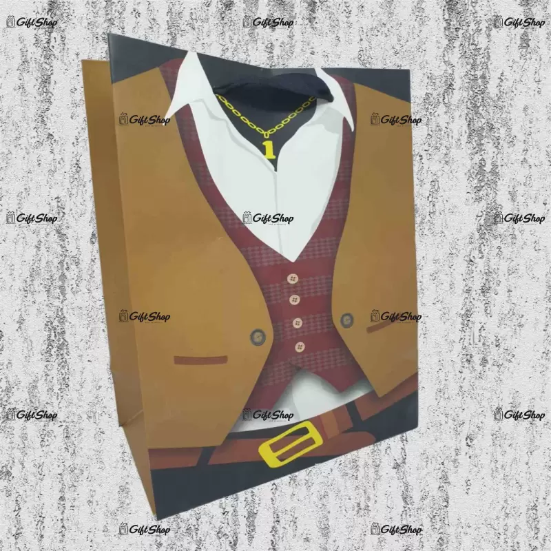 Plasa cadou, cu model costume maro xz