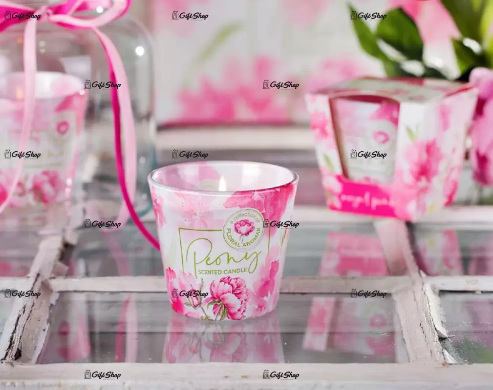 Lumanare parfumata in pahar de sticla, bartek candles, peony