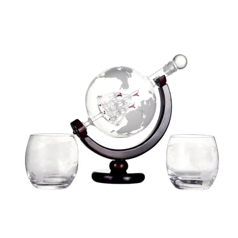 Sticla glob pamantesc, cu 2 pahare