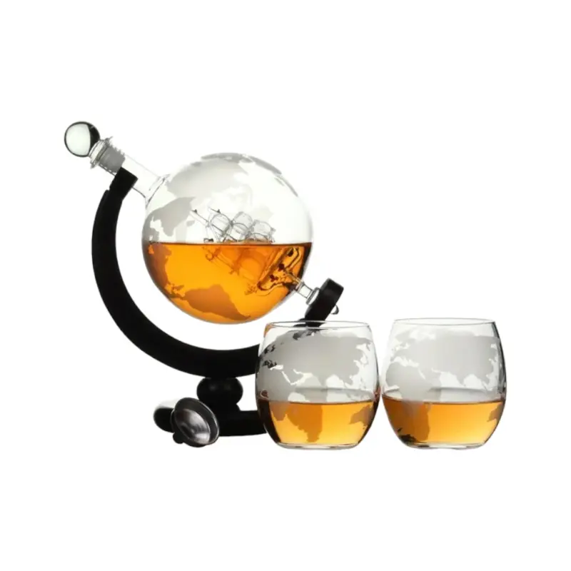 Sticla glob pamantesc, cu 2 pahare