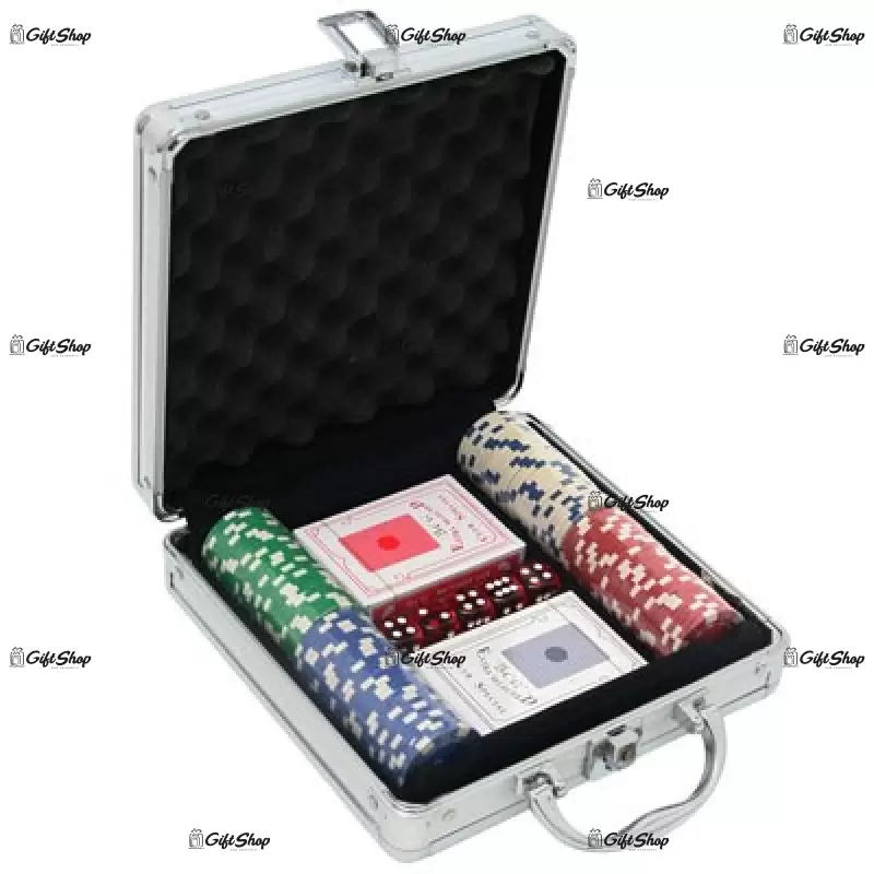 Set poker 100 jetoane, valiza din metal