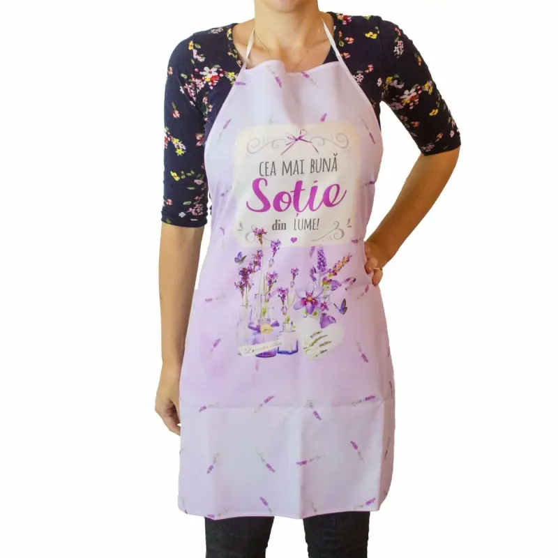 Cea mai buna sotie, lavanda, sort cu mesaj
