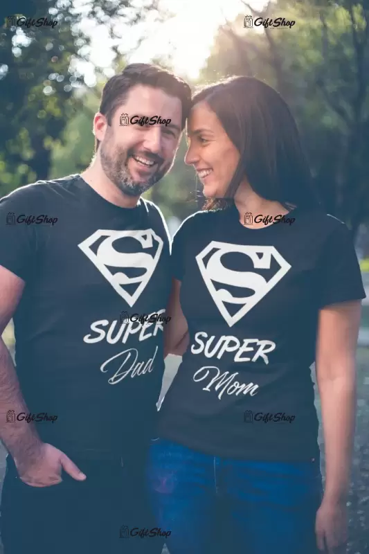 SUPER MOM & DAD -   Set 2 Tricouri Personalizate