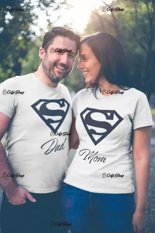 SUPER MOM & DAD - Set 2 Tricouri Personalizate