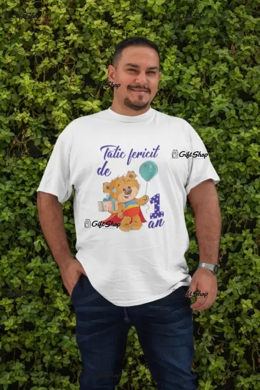 Tatic fericit de 1 an, ( se adauga anul pentru grafica ), tricou cu mesaj