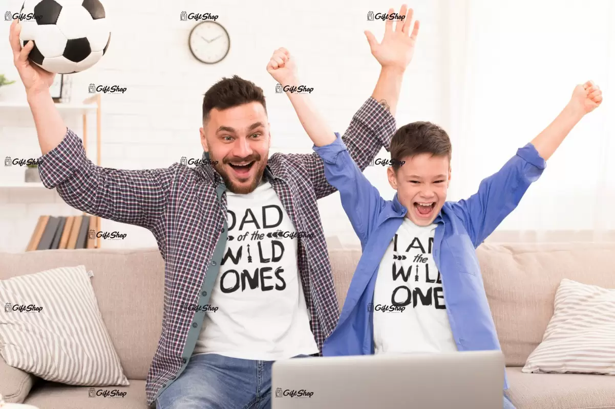 Wild dad & son, set 2 tricouri cu mesaj