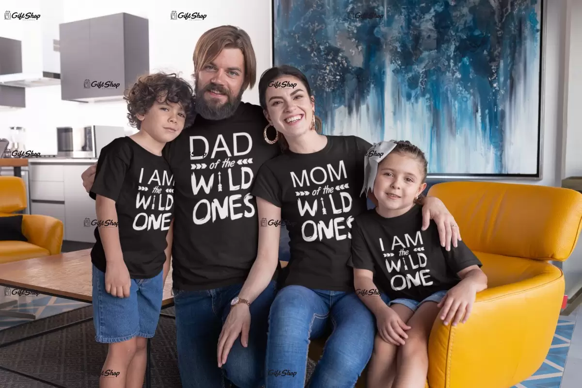 Wild family, set 4 tricouri cu mesaje