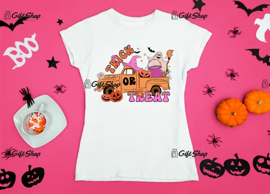 Trick or treat, tricou cu mesaj..
