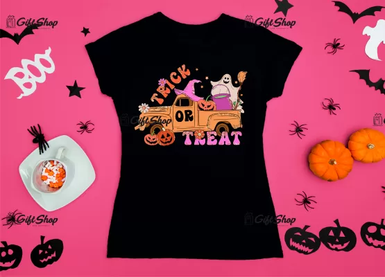 Trick or treat, tricou cu mesaj..