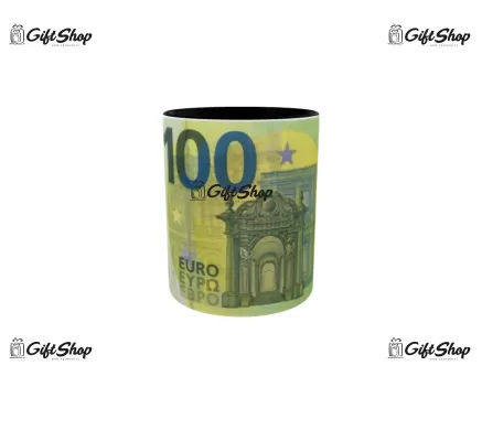 Cana neagra gift shop personalizata cu mesaj, 100 euro, model 2, din ceramica, 330ml