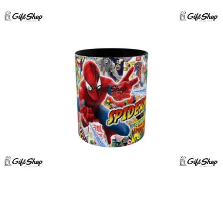 Cana neagra gift shop personalizata cu mesaj, spiderman, model 2, din ceramica, 330ml