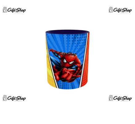 Cana albastra gift shop personalizata cu mesaj, spiderman, model 1, din ceramica, 330ml