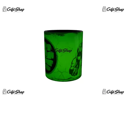 Cana neagra gift shop personalizata cu mesaj, hulk, model 4, din ceramica, 330ml