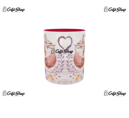 Cana rosie gift shop personalizata cu mesaj, te iubesc, model 7, din ceramica, 330ml