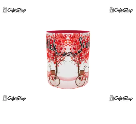 Cana rosie gift shop personalizata cu mesaj, szeretlek, model 4, din ceramica, 330ml