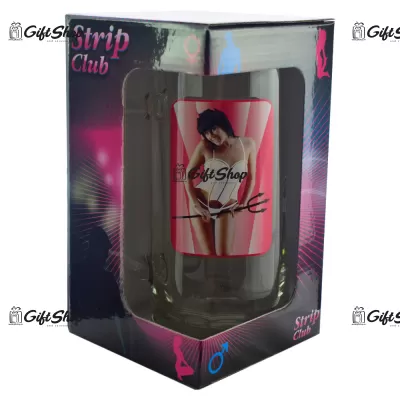 Halba de bere Strip Club cu imagine de femeie termica in cutie decorativa D