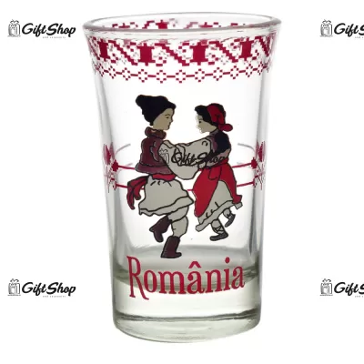 Pahar tip shot realizat din sticla – design traditional romania