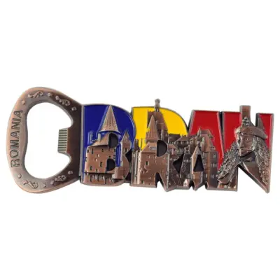 Bran, romania, desfacator de sticle , magnet romaniaornament metal