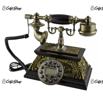 Telefon antic realizat din lemn cu model baroc