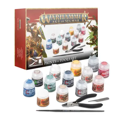 Kit 13 vopsele cu ustensile, warhammer age of sigmar, games workshop, model 80-17 b