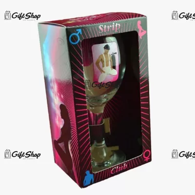 Pahar de vin cu imagine de barbat termic in cutie decorativa B
