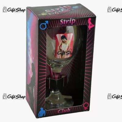Pahar de vin cu imagine de femeie termica in cutie decorativa – Strip Club A