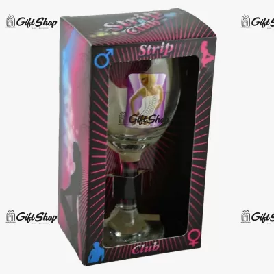 Pahar de vin cu imagine de femeie termica in cutie decorativa – Strip Club C