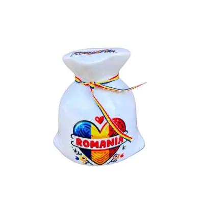 Inima romania, pusculita suvenir sac, model p49-3