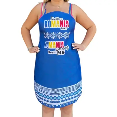 I don`t live in romania but romania always will live in me, albastru, sort cu mesaj
